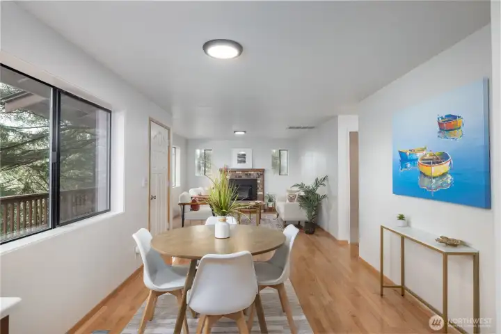 Dining area adjoins kitchen and living room.