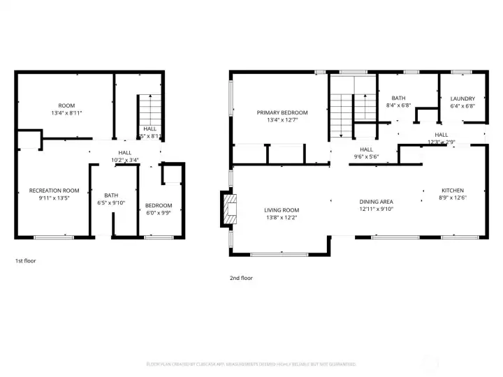 Floor plan - Second floor is main level - 1st level is daylight basement and garage level.