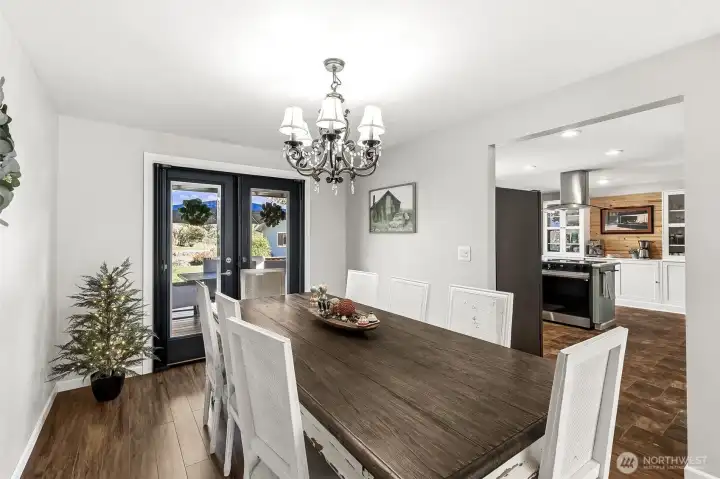 Dining Room with French Doors to the Deck
