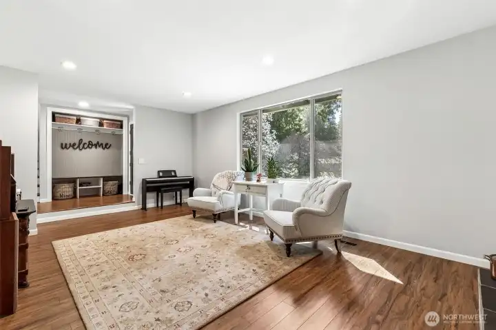 Living Room with Wood-burning Fireplace