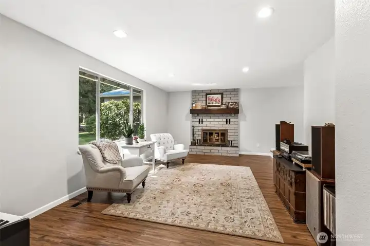 Living Room with Wood-burning Fireplace