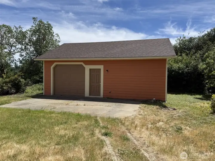 Single car garage with shop.