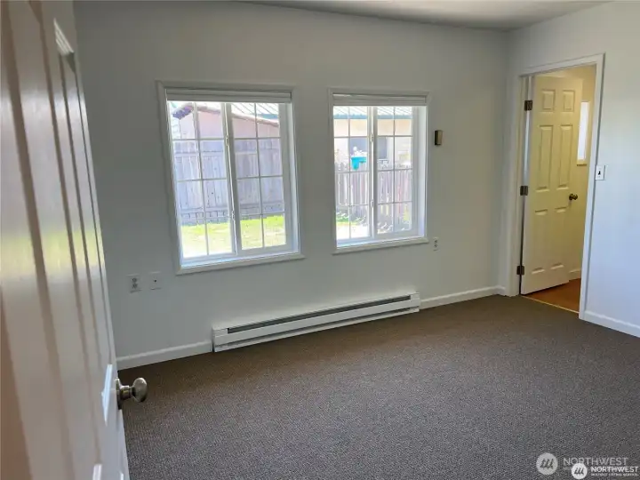 One of the bedrooms in the detached home.