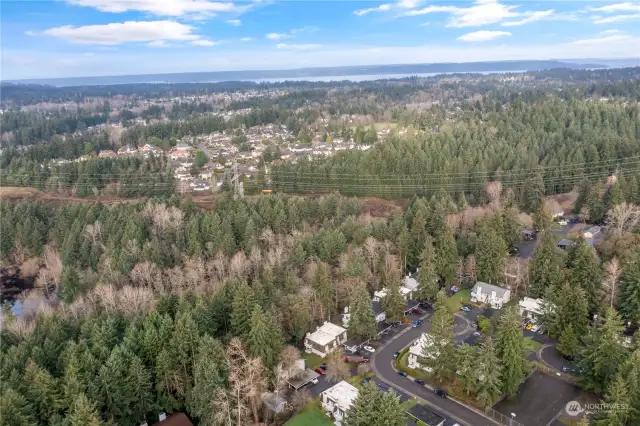 Neighborhood with plentiful northwest trees separating units making for nice neighborhood walks with kids or dogs. Very close to the play area and court.