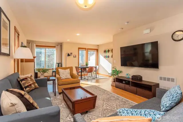 Living room and dining room