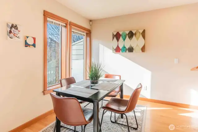 Dining area next to the outdoor balcony