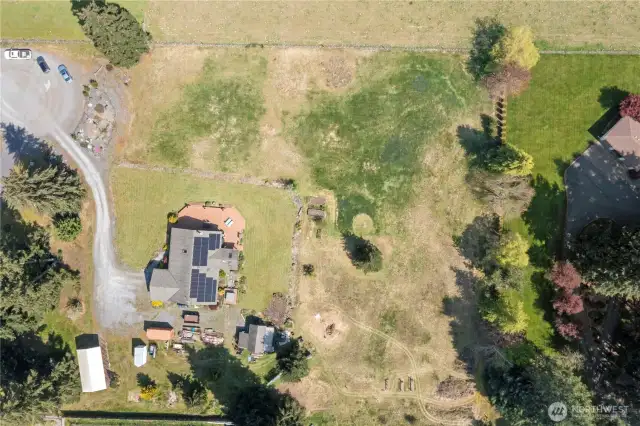Overhead views show the level usability of this beautiful property.