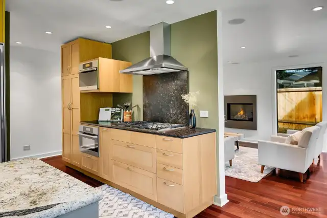 The kitchen opens to a family room area on the north side of the home.