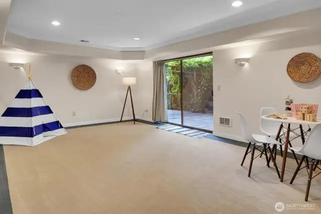 A large rec room that opens to the back patio is found in the lower level.
