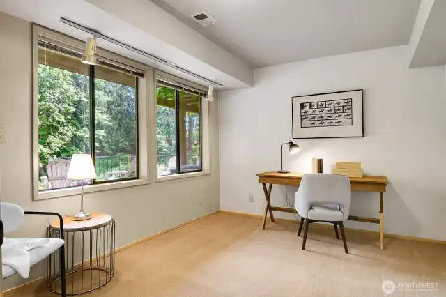 This extra room in the lower level can make a great hobby room, den/office or whatever suits the needs of the homeowner as it looks out to the back patio and Allen Creek.