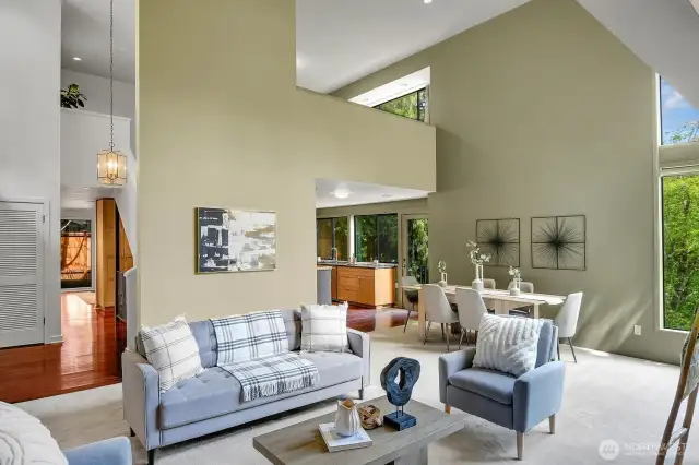 A look back toward the entry of the home. The lofted 2nd bedroom is also in view in this photo.
