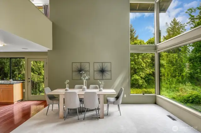 The formal dining area is adjacent to the kitchen.