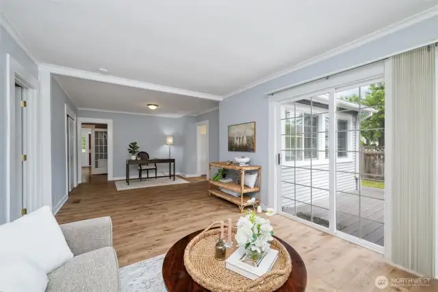 A flex space for added living with a patio for enjoying the out door space.