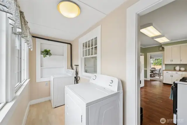 The laundry room creates a great drop zone to come in out of the yard.
