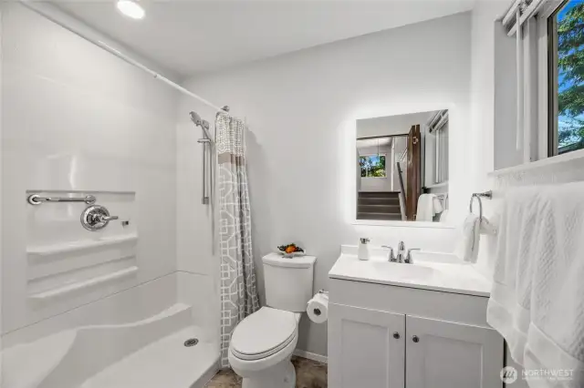 Updated Lower Bathroom with Walk In Shower