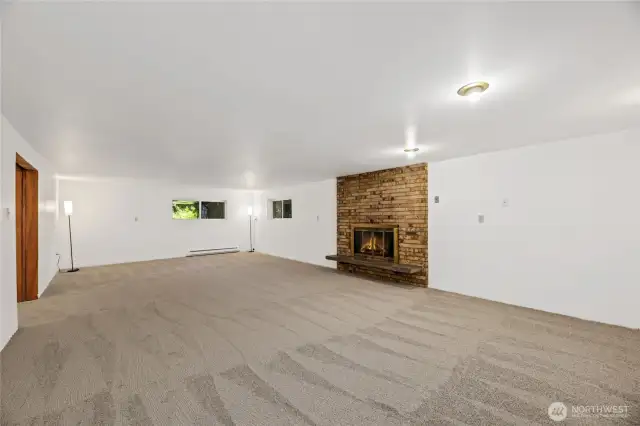 Recreational Room with wood burning fireplace