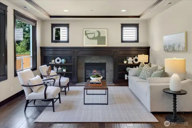 Here's the family room. There is TV connections behind the picture.
