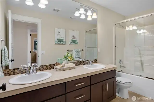 Upstairs hall way bathroom.