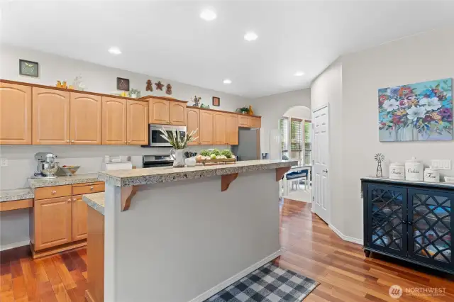 Open Concept Kitchen with Newer Stainless Steel Appliances