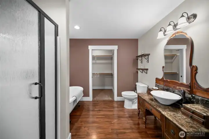 Primary bath and walk-in primary closet