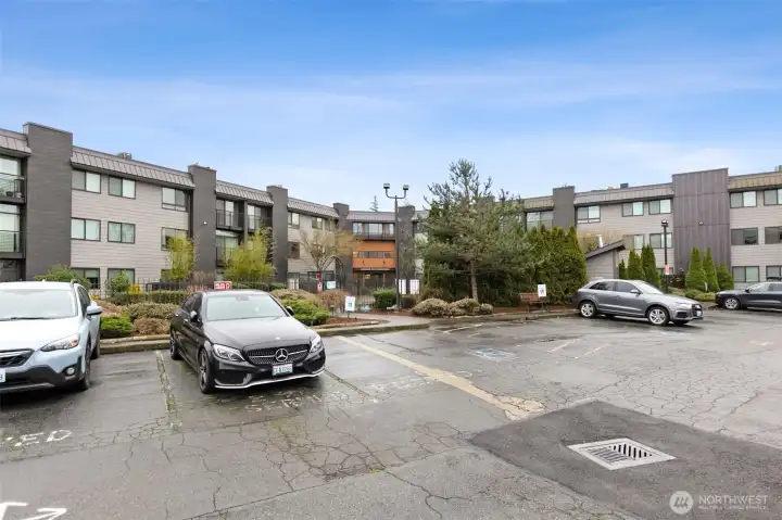 Each unit also has one off-street parking space included. To the right of the photo you'll find a second access door that heads on set of stairs right up to unit 217. Super easy loading and unloading access or take the elevator.