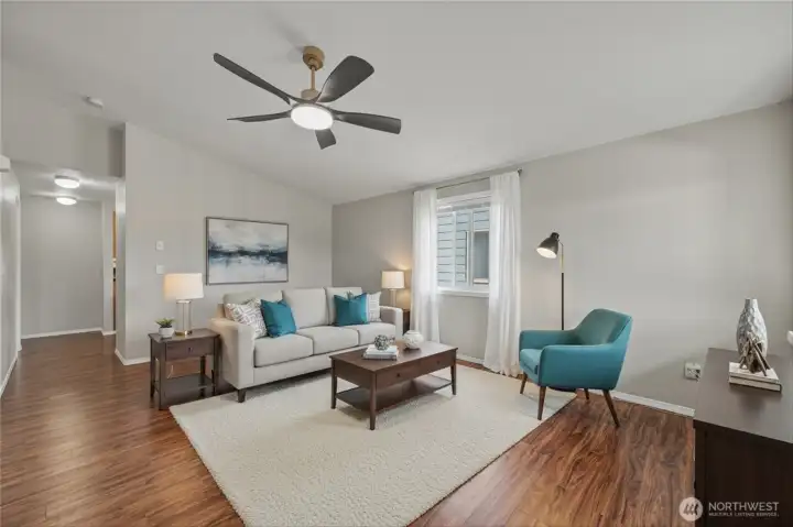 Virtually staged living room