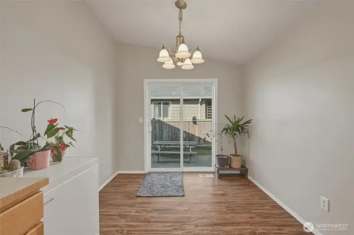 Dining room leads to back yard