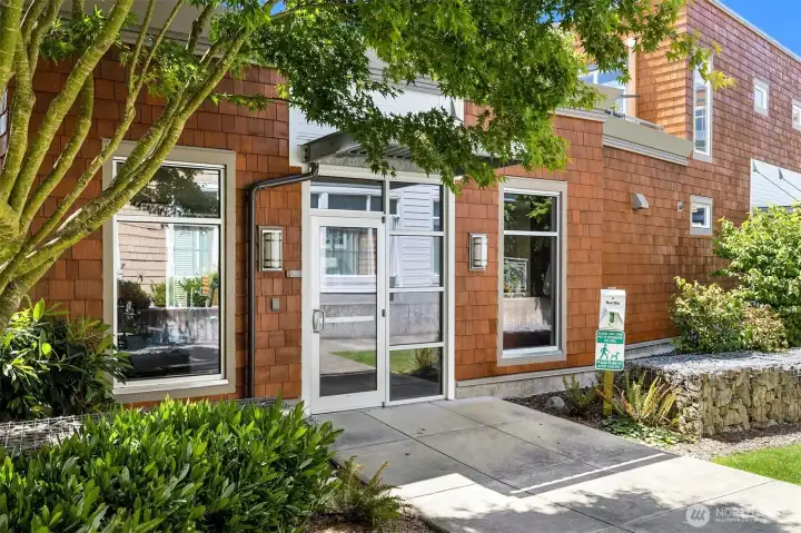 Enterance to the fitness area, is just across from the building B enterance.