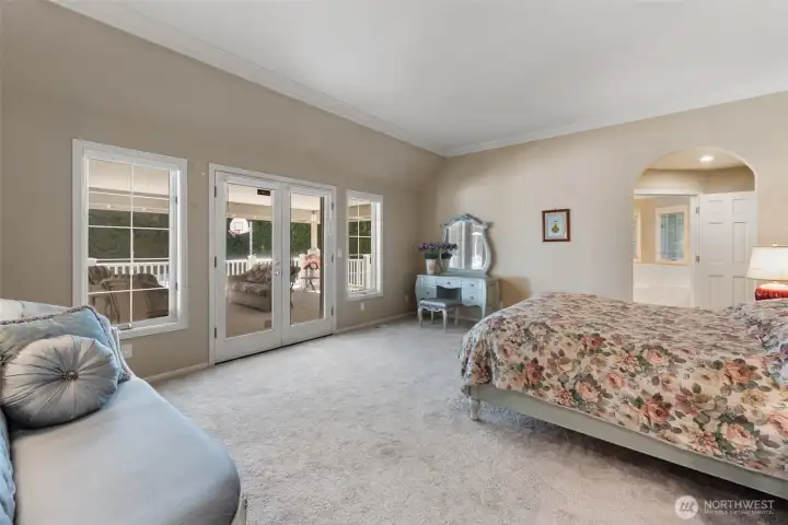 master bedroom and covered deck
