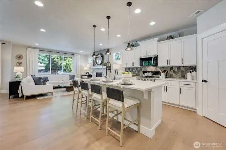 Photos of furnished model home on Lot 18 of same plan. No two homes are alike. Color selections and details will vary. Ask for details