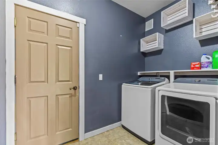 Laundry off garage.