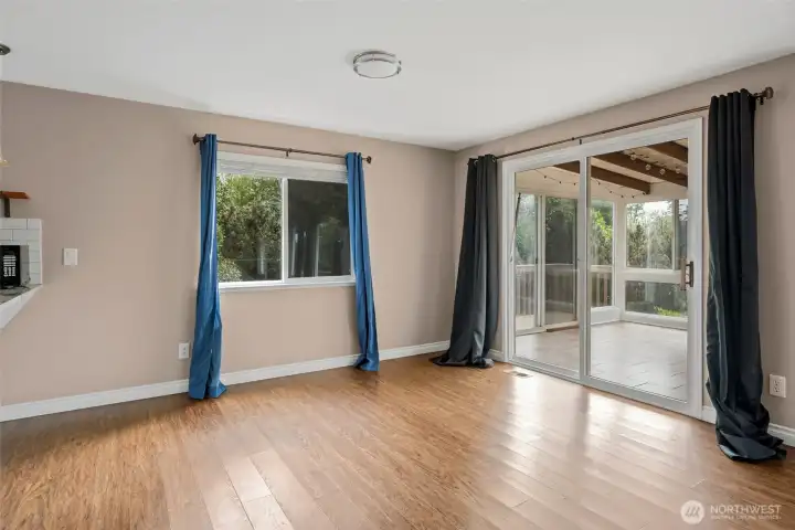 Slider leads to sunroom