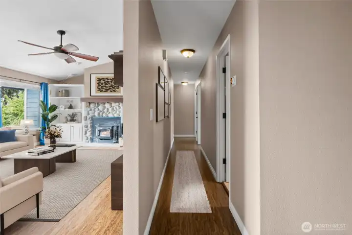 Hallway to bedrooms & bathrooms