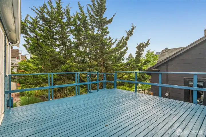 We have a bid to replace this deck or remove with a staircase down to a grassy yard. We have a bid to replace this deck or remove with a staircase down to a grassy yard.