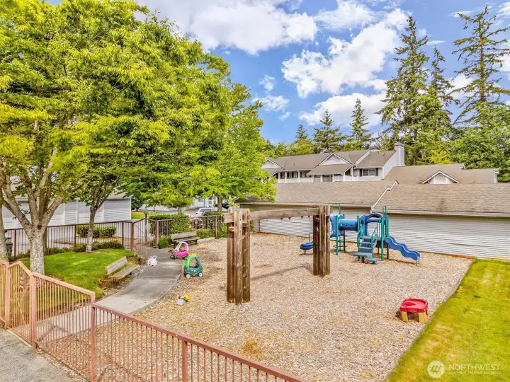 A fenced in playground is perfect for the wee ones.