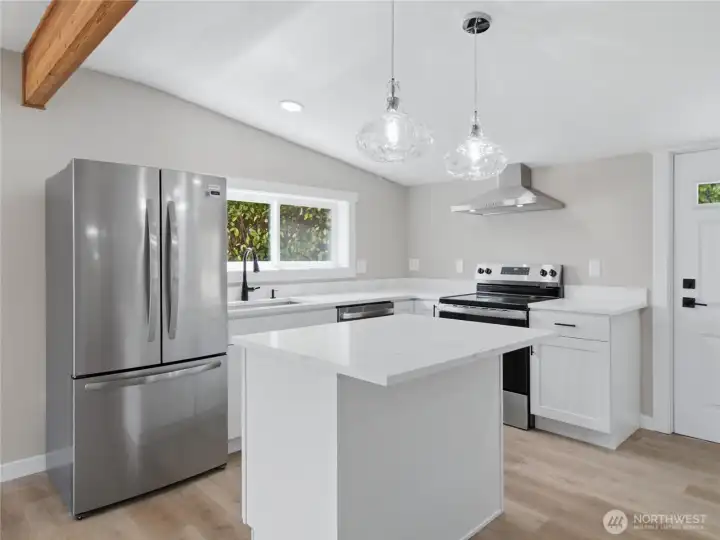 Quartz countertops, stainless steel appliances, designer light fixtures and more!