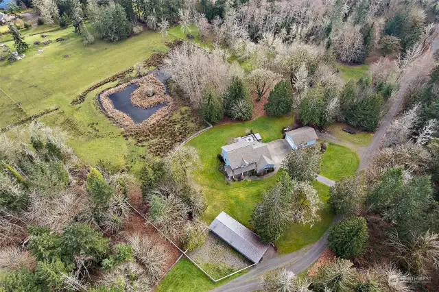 Aerial - showing Home/Garages/Pasture
