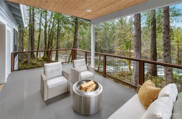 Covered Balcony with River Views - Main Floor
