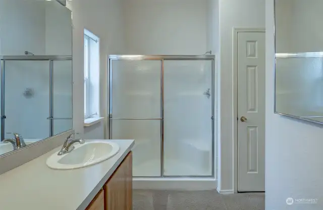 Walk-in primary shower for two!