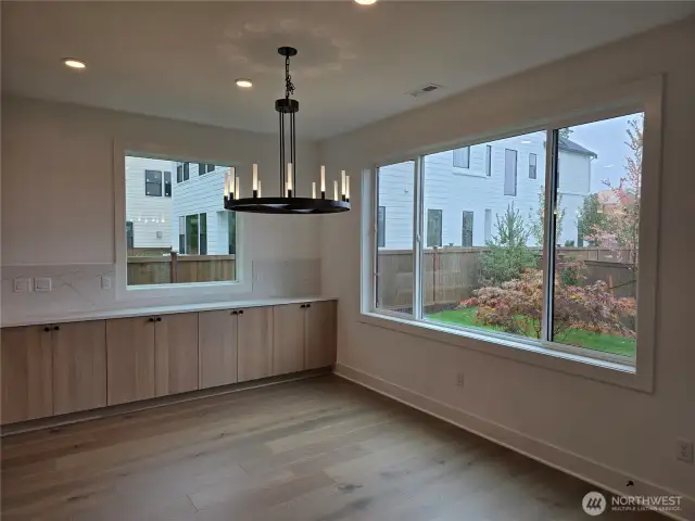 Extra cabinetry and Designer lighting in Your New Dining Room