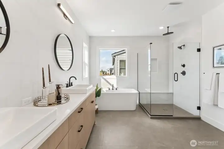 Roomy soaker tub