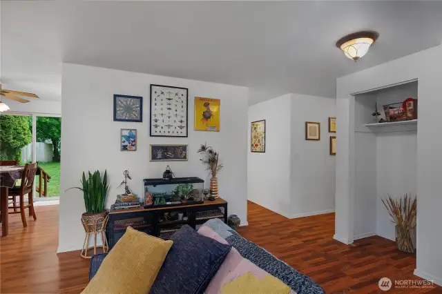 The home features newer white paint and lighting giving it a bright and clean feel.