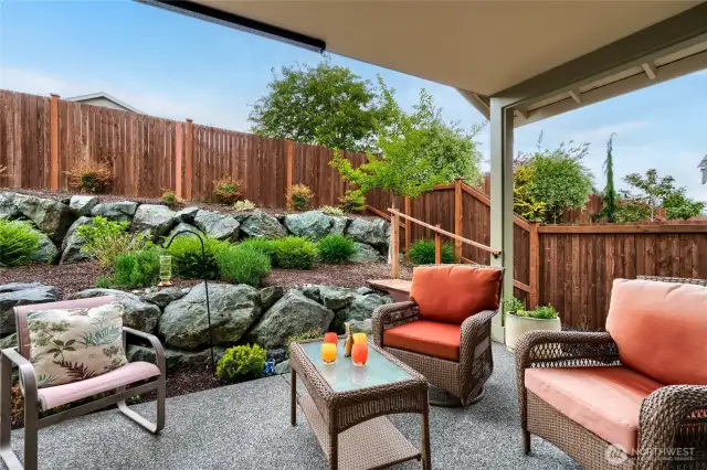 Covered concrete patio.