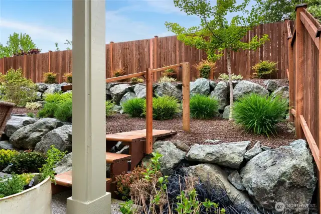 Convenient steps to upper level.