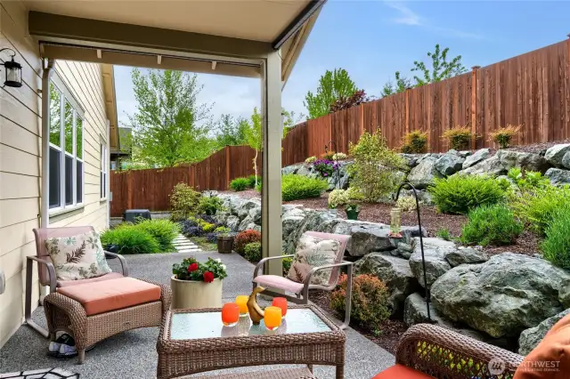 Easy to maintain backyard that is all fenced.