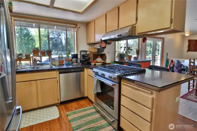 Open kitchen with lots of counterspace.