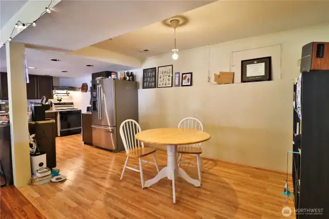 Open kitchen and dining.
