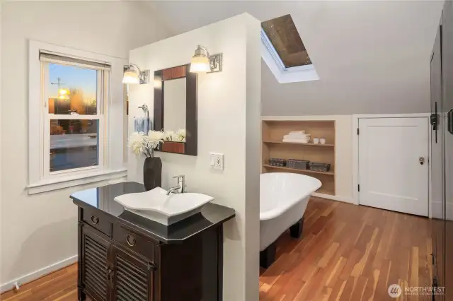 Primary ensuite upstairs bathroom.