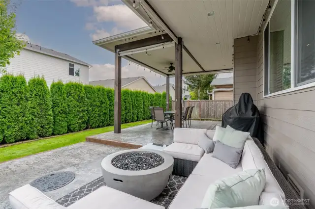 Amazing outdoor living space with living privacy wall