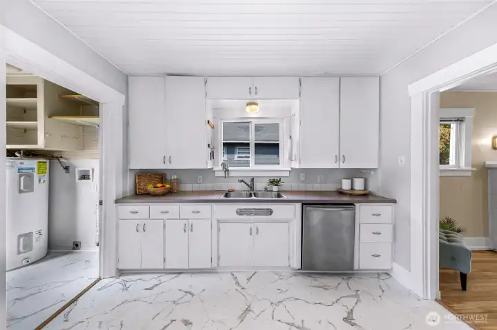 Original 1920s cabinets in the kitchen